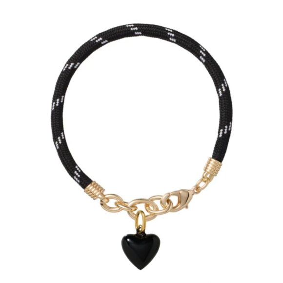 *Set* Roxanne Assoulin The Happy Cord Charm Necklace & Bracelet Set Black/Black - Picture 3 of 5